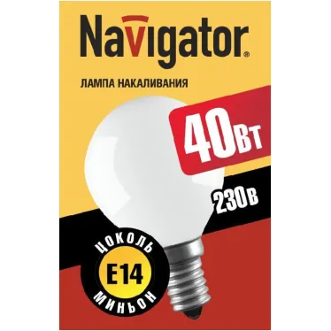 Лампа накаливания ЛОН 40Вт Е14 230В NI-C-40-230-E14-FR | 94315 | Navigator