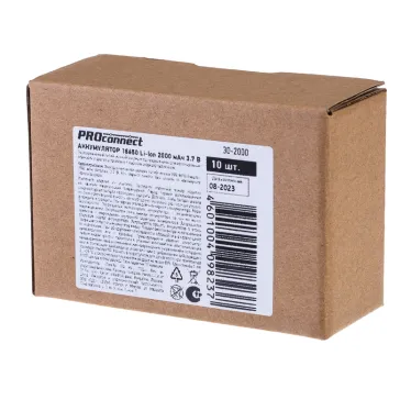 Аккумулятор 18650 unprotected Li-ion 2000 mAH 3.7 В PROconnect