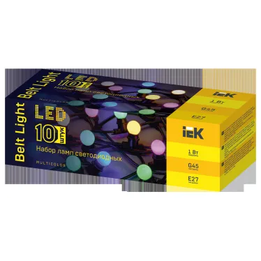 LIGHTING Набор ламп светодиодных декоративных G45 шар 1Вт 230В MIX E27 10 шт IEK
