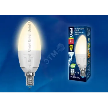 Лампа светодиодная LED 7вт 175-250В свеча матовая 600Лм Е14 3000К ЯРКАЯ