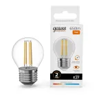 Лампа светодиодная филаментная LED 10 Вт 650 лм 2700К шар P45 теплый E27 AC 220В прозрачная колба Elementary Gauss