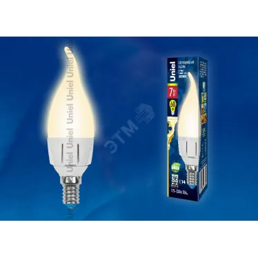 Лампа светодиодная LED 7вт 175-250В свеча на ветру матовая 600Лм Е14 3000К ЯРКАЯ