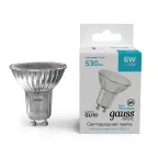 Лампа светодиодная LED 6 Вт 530 лм 4000К софит MR16 нейтральный GU10 AC 220В Basic Gauss