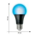 Лампа светодиодная ультрафиолетовая для дискотек LED-A60-9W/UVAD/E27/FR PLZ07BK Спектр UVA 410нм Картон