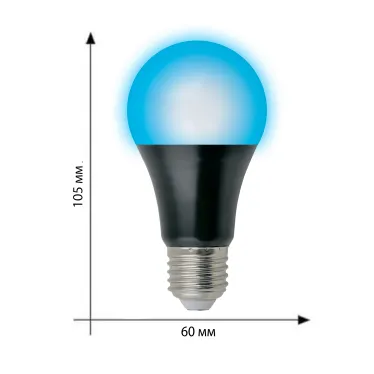 Лампа светодиодная ультрафиолетовая для дискотек LED-A60-9W/UVAD/E27/FR PLZ07BK Спектр UVA 410нм Картон