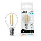 Лампа светодиодная филаментная LED 8 Вт 540 лм 4100К шар P45 нейтральный E14 AC 220В прозрачная колба Elementary Gauss