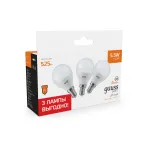 Лампа светодиодная LED 5.5 Вт 525 лм 3000К шар P45 теплый E14 AC 220В (промоупаковка 3 лампы) Basic Gauss