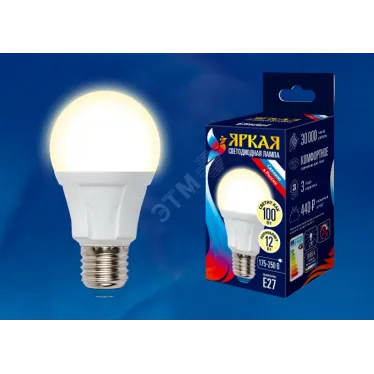 Лампа светодиодная LED 12вт 175-250В форма А 1050Лм E27 3000К ЯРКАЯ