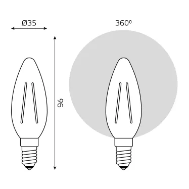 Лампа светодиодная филаментная LED 5 Вт 600 лм 4000К свеча нейтральный E14 AC 220В прозрачная колба Basic Gauss