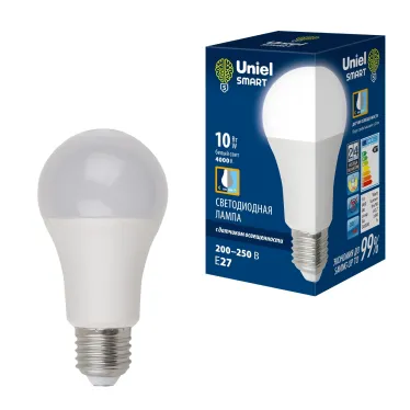 Лампа светодиодная с датчиком освещенности LED-A60-10W/4000K/E27/PS PLS10WH ФормаA матовая Белый свет (4000K)