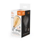Лампа светодиодная филаментная LED 3.8 Вт 350 лм 2400К шар P45 теплый E14 AC 220В золотистая колба Basic Gauss