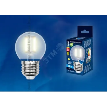 Лампа светодиодная LED 6вт 200-250В шар матовое 500Лм Е27 3000К Sky филамент
