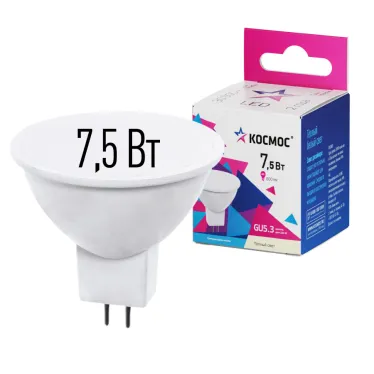 Лампа светодиодная LED 7.5Вт JCDR 220В GU5.3 D50х45 3000 теплый 590лм