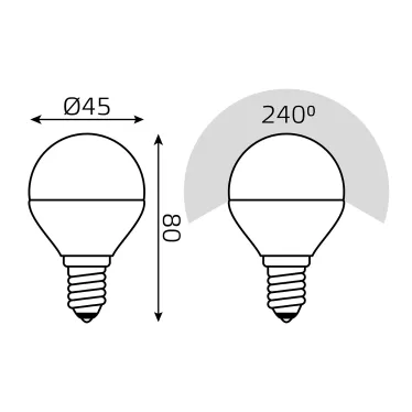 Лампа светодиодная LED 5.5 Вт 525 лм 4100К шар P45 нейтральный E14 AC 220В (промоупаковка 3 лампы) Basic Gauss