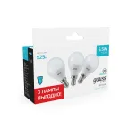 Лампа светодиодная LED 5.5 Вт 525 лм 4100К шар P45 нейтральный E14 AC 220В (промоупаковка 3 лампы) Basic Gauss