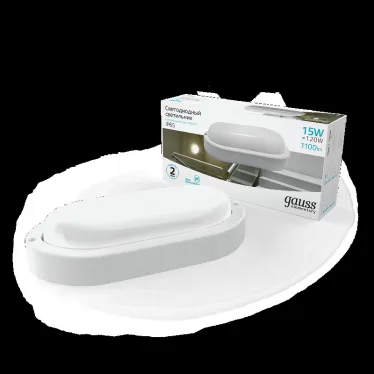 Светильник светодиодный пылевлагозащищенный для ЖКХ Elementary овал 15W 1100lm 4000K 160-260V IP65 200*98*46мм белый LED 1/40 | 161411215 | Gauss