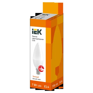 Лампа светодиодная C35 свеча 7Вт 230В 3000К E14 IEK