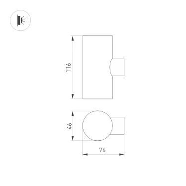 Светильник светодиодный LGD-RAY-WALL-TWIN-R46-2x3W Day4000 (GR, 24 deg, 230V) (ARL, IP65 металл, 3 года)