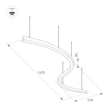 Светильник SP-LINE-HANG-6085-L995-37W Warm3000 (RAL9005, 120 deg, EM3h, 230V) IP33 (Arlight, Алюминий)