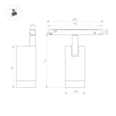 Светильник SP-LINE-HANG-6085-L995-37W Warm3000 (RAL9005, 120 deg, EM3h, 230V) IP33 (Arlight, Алюминий)