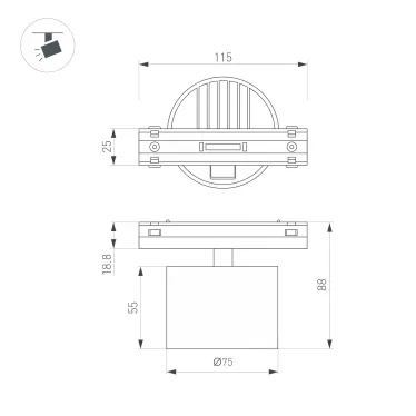 Светильник SP-LINE-HANG-6085-L995-37W Warm3000 (RAL9005, 120 deg, EM3h, 230V) IP33 (Arlight, Алюминий)