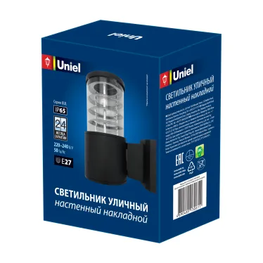 Светильник уличный, под лампу Е27. Архитектурный накладной. UUL-S11A 60W/E27 IP65 BLACK Корпус черный. TM .