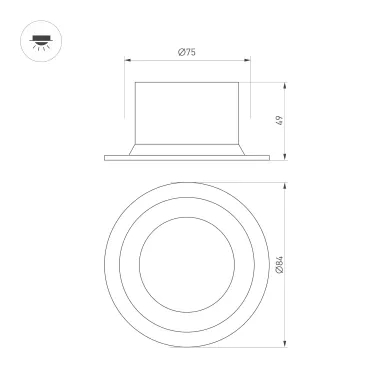 Светильник светодиодный MS-DROP-BUILT-R84-8W Warm2700 (WH, 85 deg, 230V) (ARL, IP54 Металл, 5 лет)