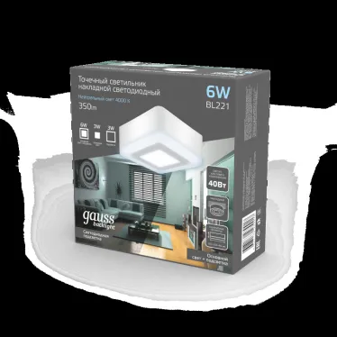 Светильник светодиодный Backlight накладной BL221 Квадрат. Акрил, 3+3W, 4000K, 105*105, | BL221 | Gauss