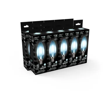 Лампа светодиодная филаментная LED 11 Вт 830 лм 4100К свеча нейтральный E14 AC 220В прозрачная колба Black Filament Gauss