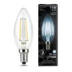 Лампа светодиодная филаментная LED 11 Вт 830 лм 4100К свеча нейтральный E14 AC 220В прозрачная колба Black Filament Gauss