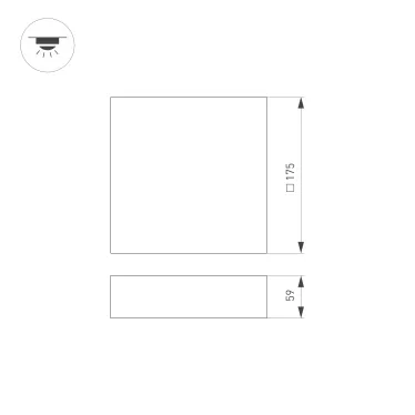 Светильник IM-QUADRO-EMERGENCY-3H-S175x175-19W Warm3000 (BK, 120 deg, 230V) (IP40 металл, 2 года)