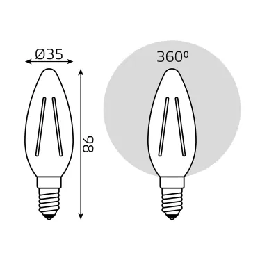 Лампа светодиодная филаментная LED 11 Вт 830 лм 4100К свеча нейтральный E14 AC 220В прозрачная колба Black Filament Gauss
