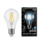 Лампа светодиодная филаментная LED 10 Вт 970 лм 4100К А60 груша нейтральный E27 AC 220В прозрачная колба Black Filament Gauss