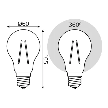 Лампа светодиодная филаментная LED 10 Вт 970 лм 4100К А60 груша нейтральный E27 AC 220В прозрачная колба Black Filament Gauss