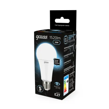 Лампа светодиодная LED 16 Вт 1520 лм 4100К А60 груша нейтральный E27 AC 220В Black Gauss