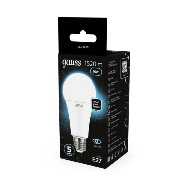 Лампа светодиодная LED 16 Вт 1520 лм 4100К А60 груша нейтральный E27 AC 220В Black Gauss