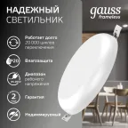 Светильник светодиодный ДВО 12 Вт 1200 лм 4000К AC 220В IP20 круг D120х27мм монт d106мм Пластик безрамочный Frameless Gauss