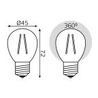 Лампа светодиодная филаментная LED 9 Вт 710 лм 4100К шар P45 нейтральный E27 AC 220В прозрачная колба Black Filament Gauss