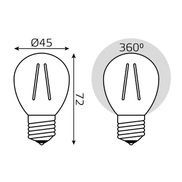 Лампа светодиодная филаментная LED 9 Вт 710 лм 4100К шар P45 нейтральный E27 AC 220В прозрачная колба Black Filament Gauss