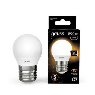 Лампа светодиодная LED 9.5 Вт 890 лм 3000К шар P45 теплый E27 AC 220В Black Gauss