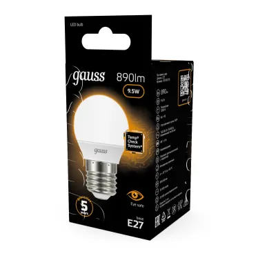 Лампа светодиодная LED 9.5 Вт 890 лм 3000К шар P45 теплый E27 AC 220В Black Gauss