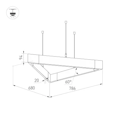 Светильник SP-LINE-HANG-6085-L2000-74W Day4000 (SL, 120 deg, 230V) IP33 (Arlight, Металл)
