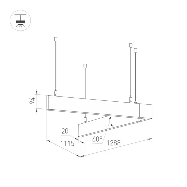 Светильник SP-LINE-HANG-6085-L2000-74W Day4000 (SL, 120 deg, 230V) IP33 (Arlight, Металл)