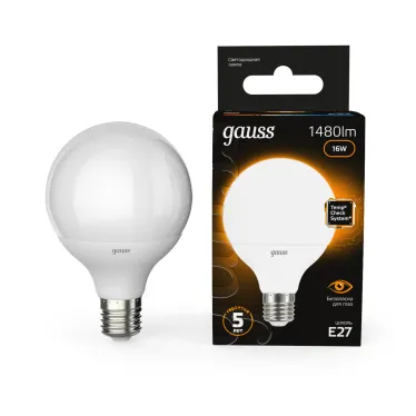 Лампа светодиодная LED 16 Вт 1480 лм 3000К шар G95 теплый E27 AC 220В Black Gauss