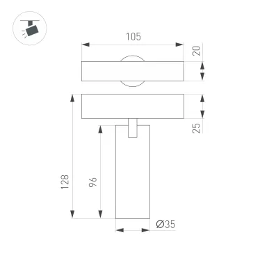 Светильник светодиодный трековый MAG-SPOT-ZOOM-25-R35-7W Warm3000 (BK, 20-55 deg, 24V) (ARL, IP20 металл, 5 лет)
