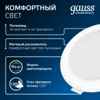 Светильник светодиодный ДВО 10 Вт 780 лм 4000К AC 220В IP20 круг D120х26мм монт d90мм Пластик Elementary Gauss
