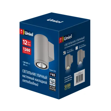 Светильник светодиодный уличный ДБУ-12вт ULU-S21С-12W/2700K IP65 LIGHT GREY Архитектурный накладной теплый