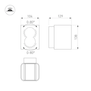 Светильник LGD-WALL-VARIO-S104x129-2x6W Day4000 (GR, 1-80 deg) (Arlight, IP54 Металл, 3 года)