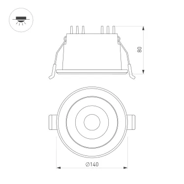 Светильник светодиодный MS-ALORA-BUILT-R140-12W Day4000-MIX (BK, 40 deg, TRIAC) (ARL, IP54 Пластик, 3 года)