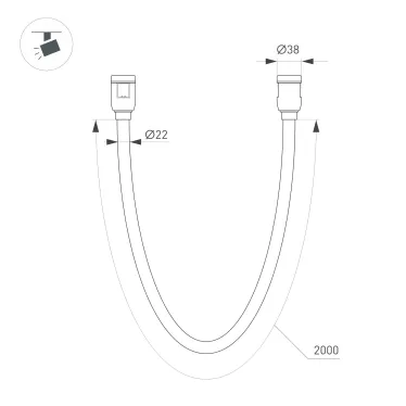 Светильник светодиодный ART-APRIORI-TUBE-ELASTIC-R38-L2000-17W Warm3000 (TN, 360 deg, 48V) (ARL, IP20 Металл, 3 года)